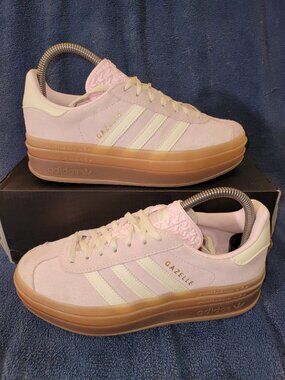Adidas Gazelle Women's Size 7 Bold Pink White Tan Gum Sneakers JQ7777 (#1951)